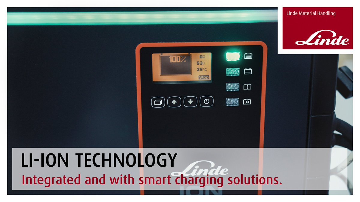 Linde_MH's tweet photo. Our Li-ion battery #technology is state-of-the-art, #safe and #smart. 

Find out more: https://t.co/IaEviJMIPE

#lithiumion #logimat2018 #intralogistics https://t.co/xgwjLSTVyn