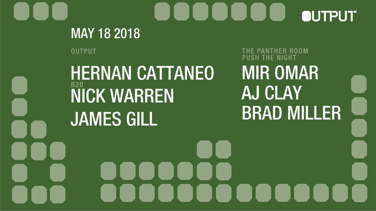 djbradmiller's tweet photo. This Friday @cattaneo_hernan @DJNickWarren take over @OutputClubBK with @djjamesgill @MirOmarMusic AJ Clay, and @djbradmiller. $25 reduced admission at https://t.co/PZsjHFOKwj https://t.co/nXXtdFzTy0