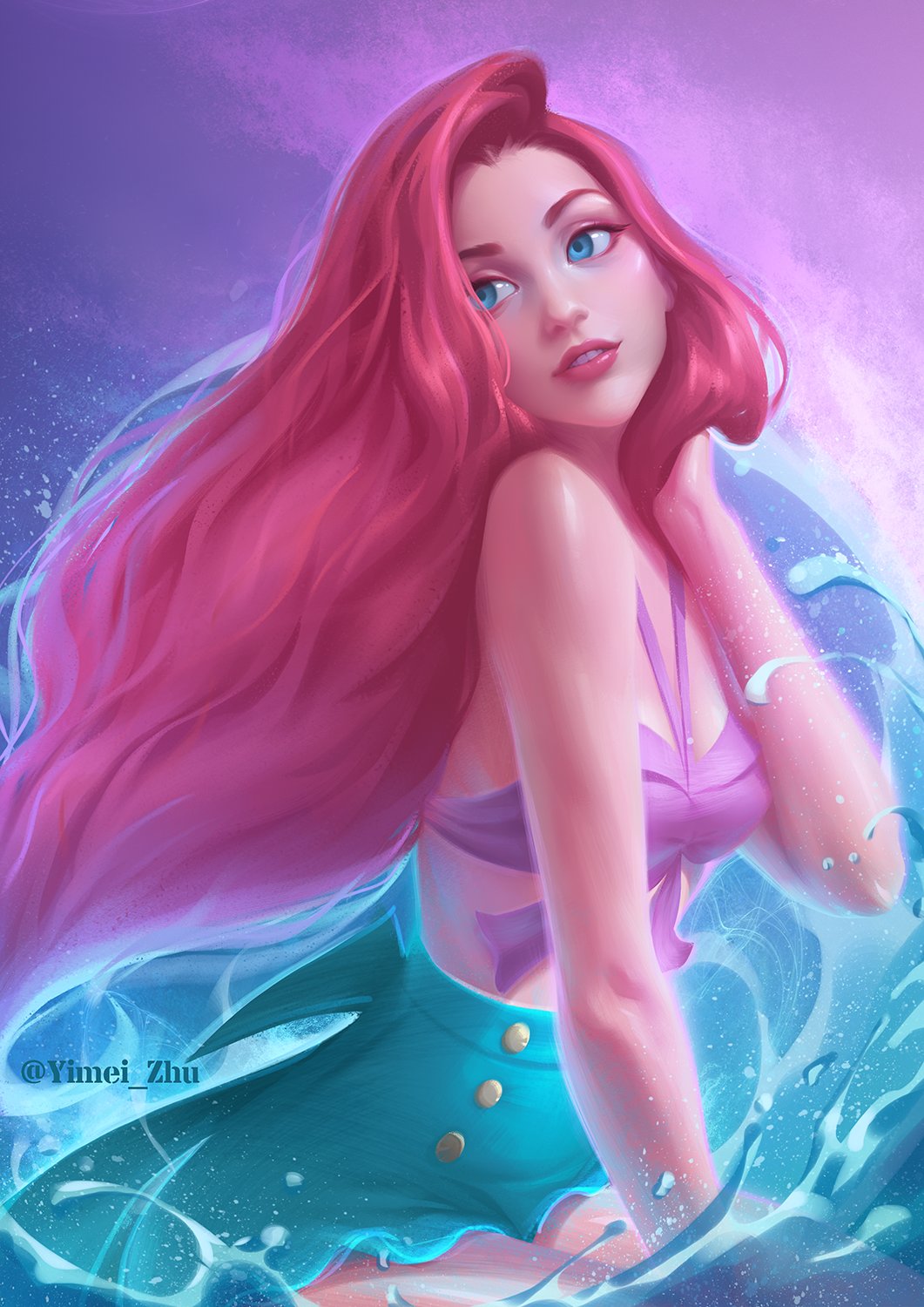 Yimei~bts Fanart~ On Twitter Ariel In 50s Fashion Mermay2018 Ariel 