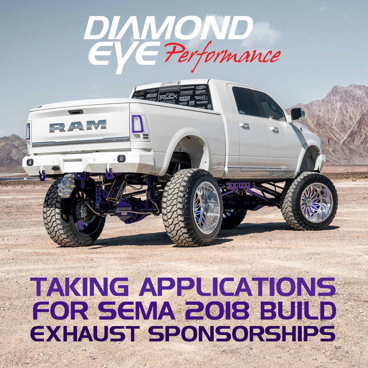 DiamondEyePer's tweet photo. Taking Sponsorship Applications for 2018 SEMA Builds.... hit us up for opportunities available and more information. @DiamondEyePer #diamondeyeperformance #semabuilds https://t.co/DeNwg8xeX6