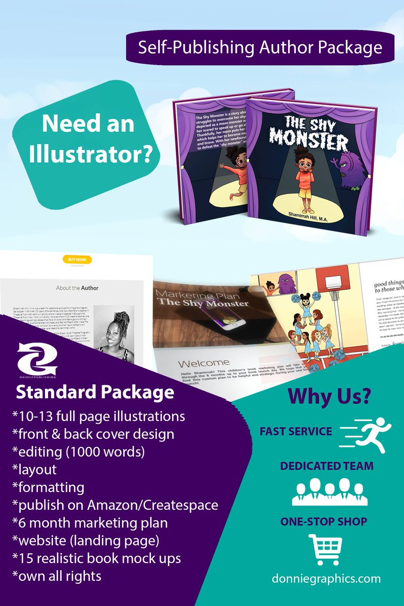 NEED HELP SELF-PUBLISHING YOUR CHILDREN'S BOOK?

Our professional team specializes in illustrations, editing, marketing, graphic design, publishing, formatting and more.

#ChildrensBooks #Illustrator #selfpublishing 
donniegraphics.com