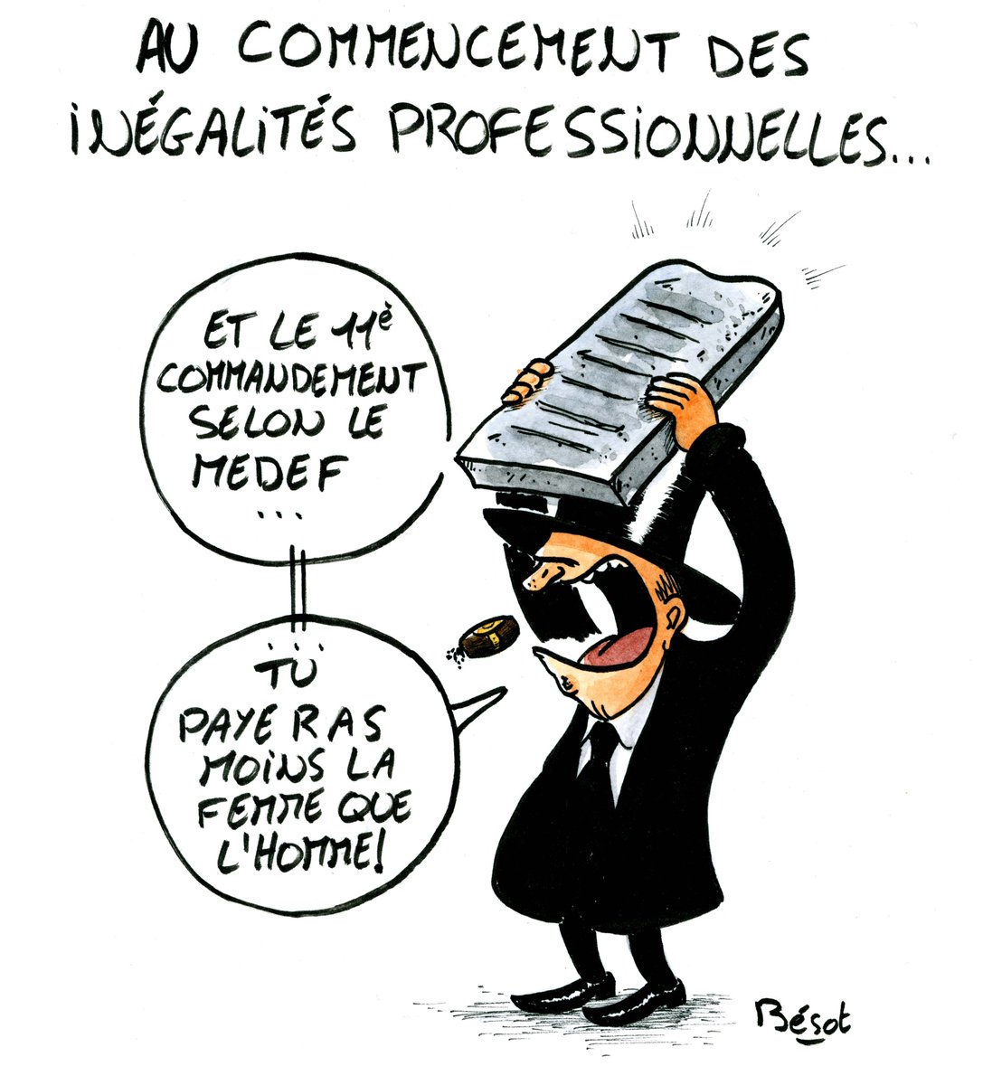 Besot_Dessins's tweet image. (vieux truc qui traînait dans les tiroirs)
#commandements #Medef #InégalitésProfessionnelles #femme #homme #travail #emploi #salaire #capitalisme #discrimination