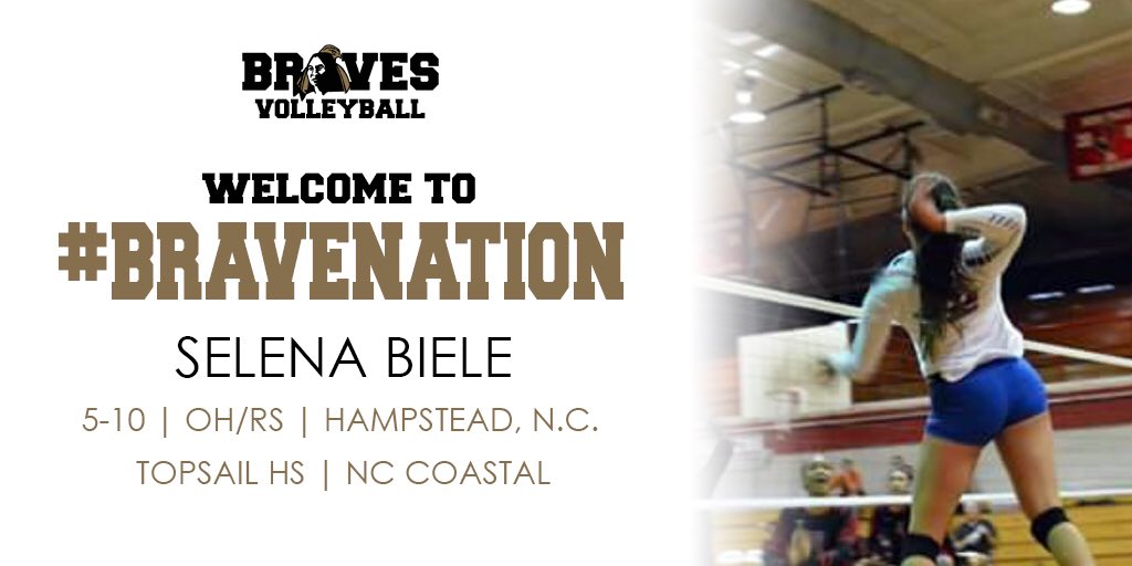 UNCP_Volleyball's tweet photo. Welcome future Brave, Selena Biele! We are excited to have you join #BraveNation https://t.co/8zaFwb45cm