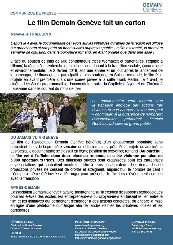 Demain_Geneve's tweet photo. Lisez notre dernier communiqué de presse sur la réussite du film Demain Genève. Le documentaire est toujours diffusé aux cinémas Les Scala à Genève et Zinéma à Lausanne! https://t.co/7ZnsGW13dH