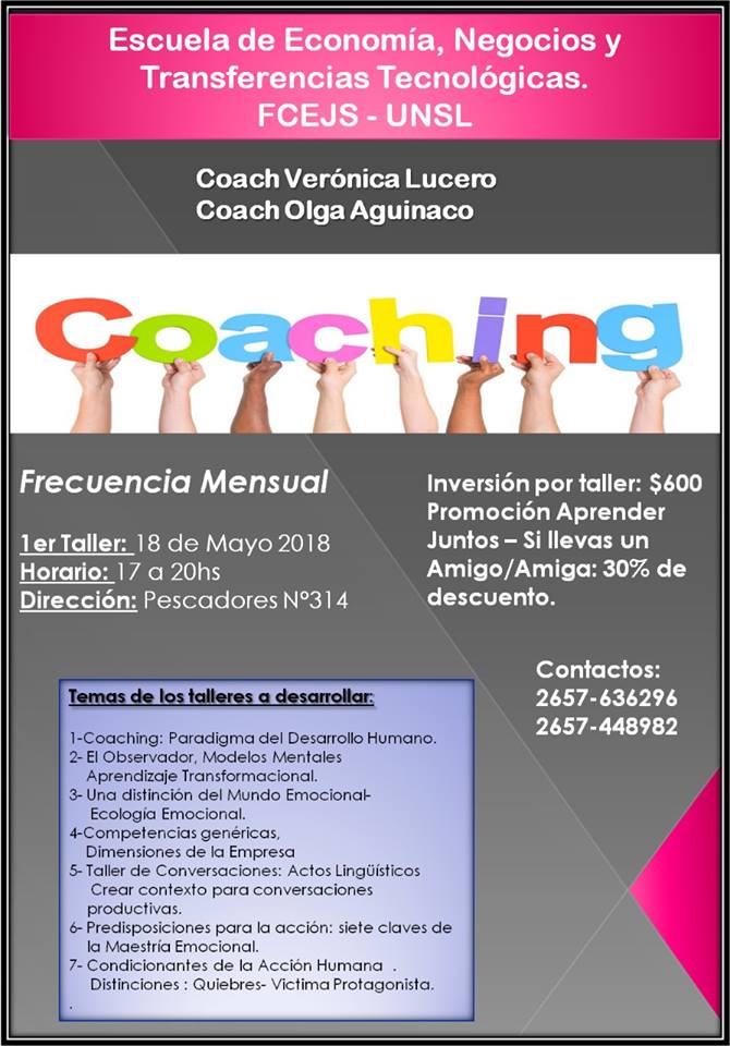 NO TE QUEDES AFUERA!!!! INICIA EL PRIMER TALLER "COACHING: PARADIGMA DEL DESARROLLO HUMANO" EN LA EEN&amp;TT.