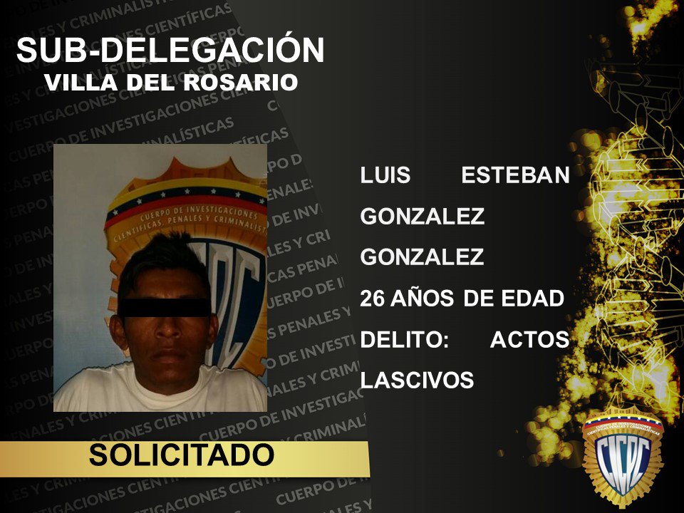 CICPC0283's tweet photo. Detectives de la S/D Villa del Rosario logran la aprehensión de (01) sujeto, solicitado por uno de los delitos de (Actos Lascivos). #CicpcLaMejorPoliciaCientifica #FamiliaCicpc #EficienciaONada #LosBuenosSomosMas https://t.co/6js3tmNyLn