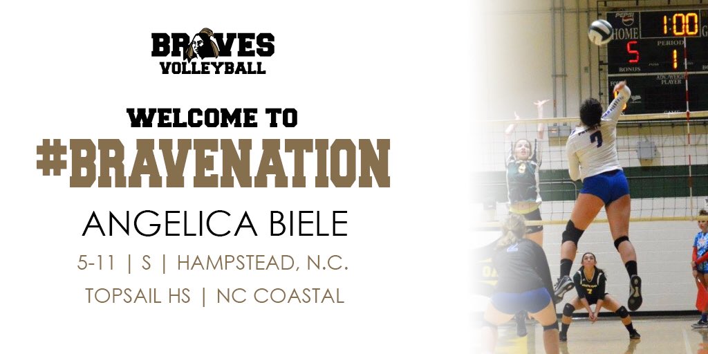 UNCP_Volleyball's tweet photo. Welcome future Brave, Angelica Biele! We are excited to have you join #BraveNation! https://t.co/wz4lIab9gD