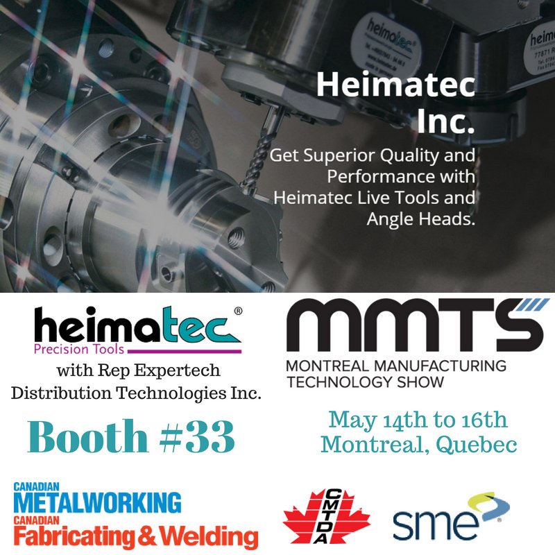 PlatinumTooling's tweet photo. It's the last day of #MMTS2018 in #Montreal. At Booth #33, you can see our #Heimatec #tooling on display. We're also here with our #Canadian rep, #ExpertechDistributionTechnologiesInc @SME_Canada @SME_MFG @MfgEngNews @CdnMetalworking #CMTDA #mfg #manufacturing #technology #global https://t.co/i0T7GXPghs
