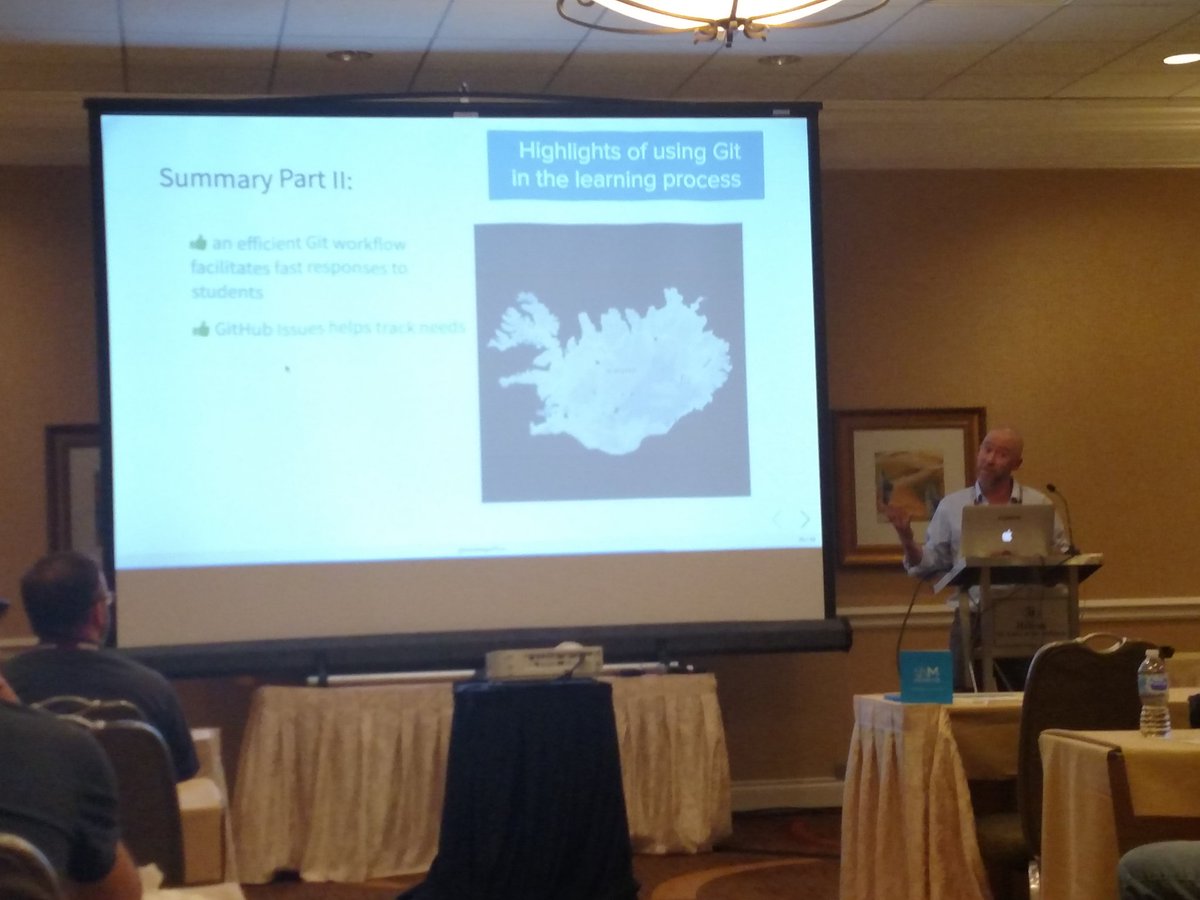 ajwrtly's tweet photo. @rgdonohue Using Git and dev tech to teach tech to new mapping devs (&amp; version and share course repos). Full circle.  #foss4gna https://t.co/CI1oUY2rY3
