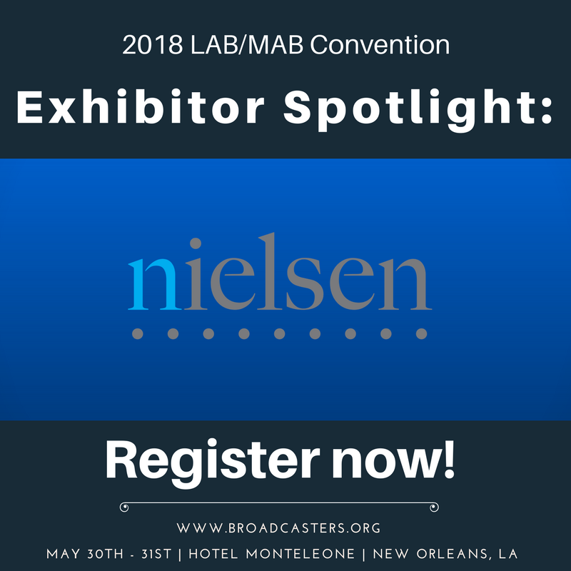 LABroadcasters's tweet photo. 2018 LAB/MAB Convention Exhibitor Spotlight: @Nielsen
Register for our convention now!
https://t.co/nkv3CXi3rs
#LABMAB2018 #LouisianaProud #LiveandLocal #LABMABConvention #WeAreBroadcasters https://t.co/zj4Ol14oBs