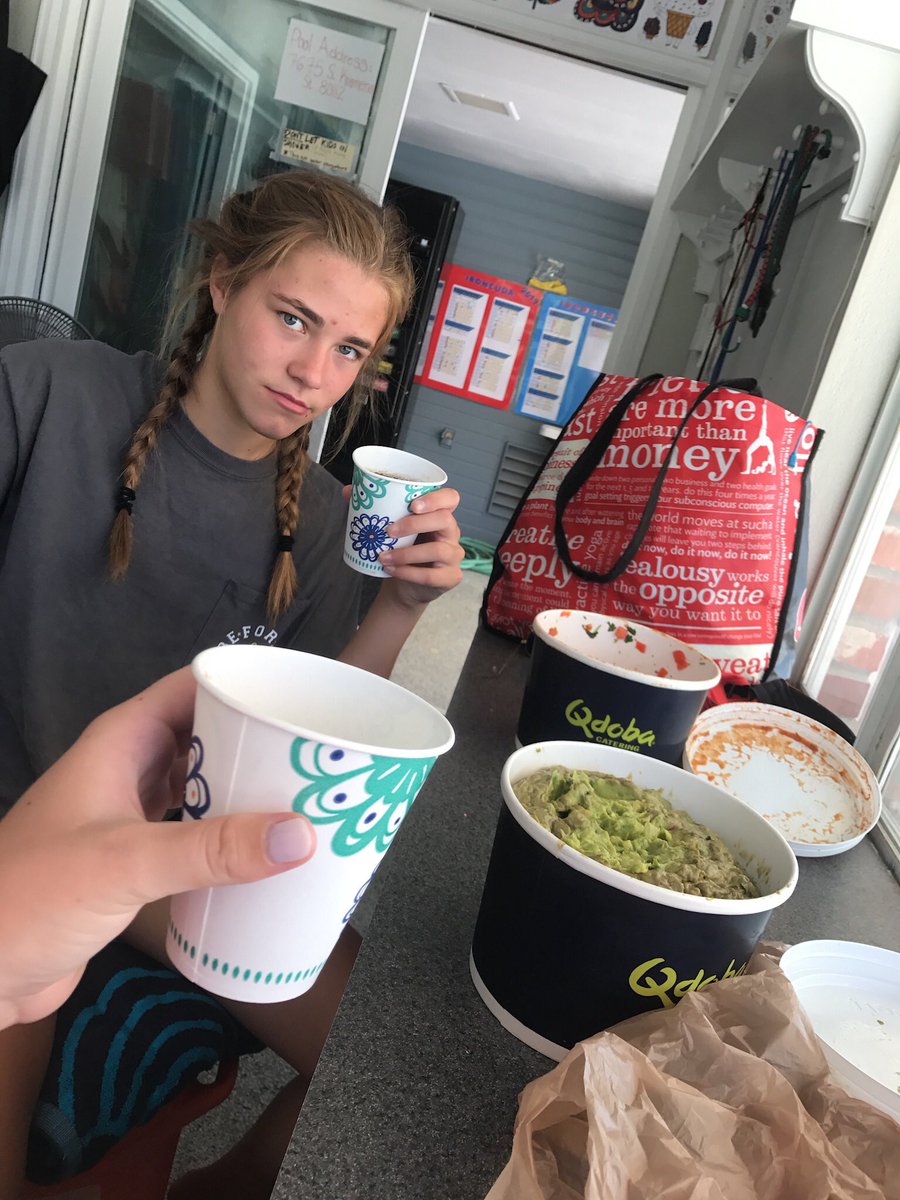 kkfrontz's tweet photo. Happy (late) bday to an amazing fellow lifeguard! Hope ur day was as big as these containers of guac and pico (that we literally devoured). 🎉🤗 @hannahcarlson00 https://t.co/rYeWE0EydA