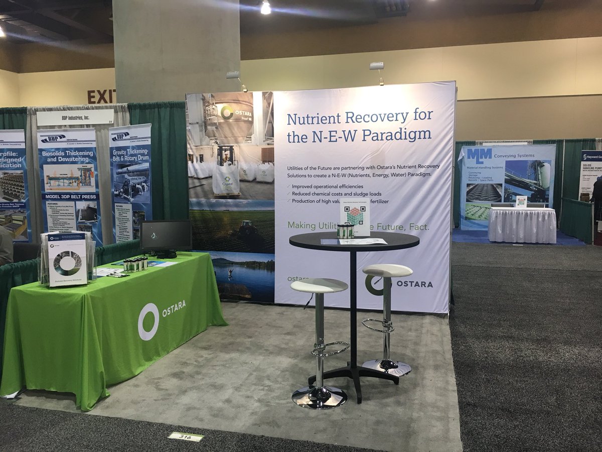 Come see us today at #Residuals18 Booth 316! We look forward to talking to you about nutrient recovery and how we can help solve your struvite challenges. We are making utilities of the future fact. #ostara #crystalgreen #wef #closetheloop