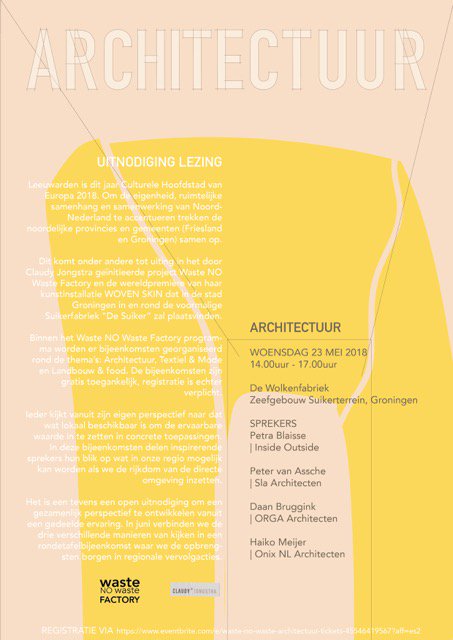 ARCHITECTUUR lezing 23 mei 14-17 uur in #DeSuiker <a href="/suikergroningen/">DeSuiker</a> 4 TOP sprekers: Petra Blaisse #InsideOutside, Peter van Assche @SLAarchitects, Daan Bruggink <a href="/ORGAarchitect/">ORGA architect</a> en Haiko Meijer @onixarchitects. Toegang gratis. Registreren aub via eventbrite bit.ly/2L8PtPE