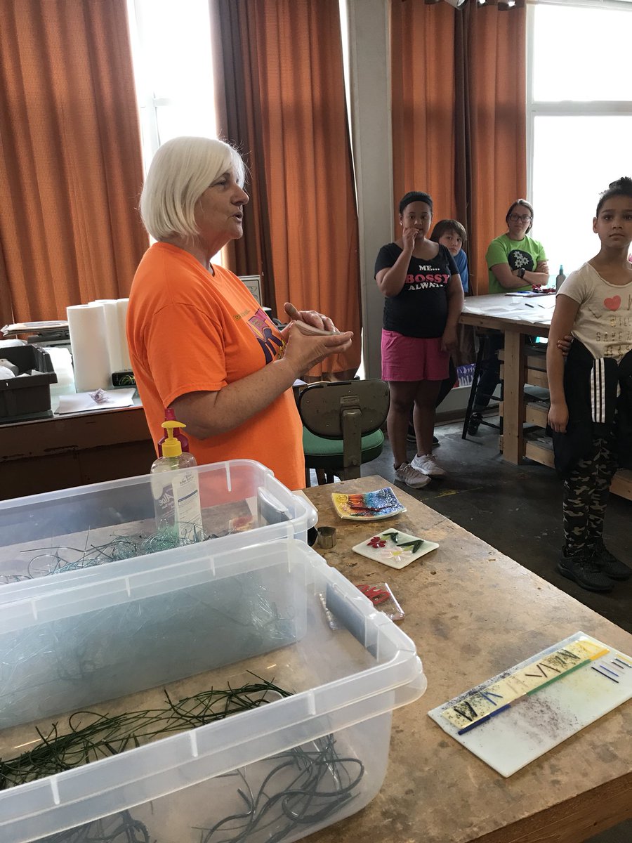 MarkTwainEagles's tweet photo. Thank you @MularoniART and Ruby Kate Wells Scholarship for the field trip to Tobiason Studio to make fused glass. @MsWBridger @MissKolodziejMT #mteagles https://t.co/lq8bLAfbSb