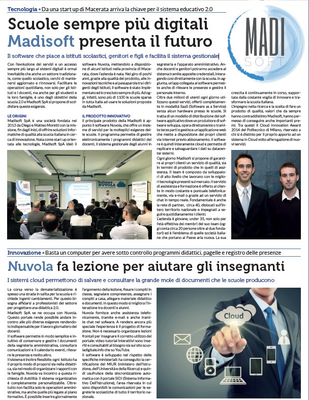 Madisoft's tweet image. Oggi Madisoft S.p.A. sul quotidiano "La Repubblica"!