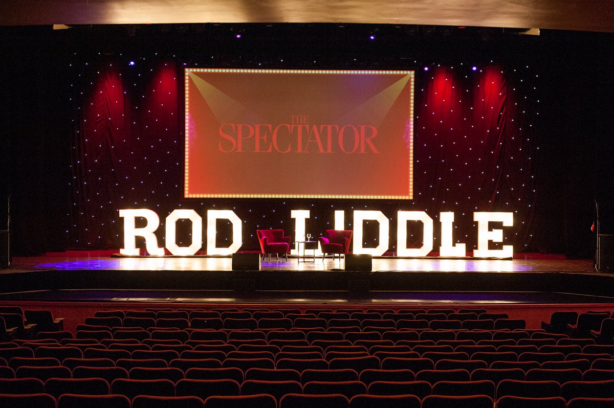 SpectatorEvents's tweet photo. A few photos from last night’s sold-out event at the @LondonPalladium. Rod Liddle and @FraserNelson, a bottle of Sancerre and 2,200 friends of the @Spectator #RodPower https://t.co/46w3RCes7a
