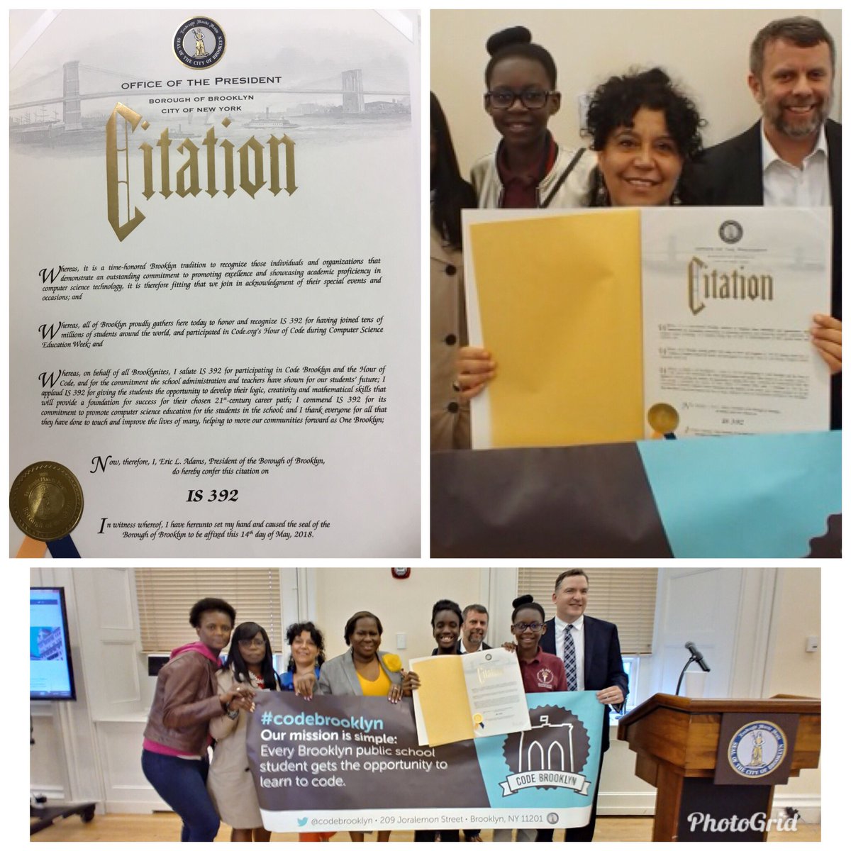 IngridJoseph17's tweet photo. Thanks to Ms. Braick for exposing our students to every initiative relating to CS & to BP Adams for the citation
for our work in Computer Science since 2014.
@team392rocksBK @D23Rising @BPEricAdams @jefflowell @CSforALL @codeorg #hourofcode #csdiscoveries #googlefirst
#PTLW https://t.co/cgnv4FCZi4