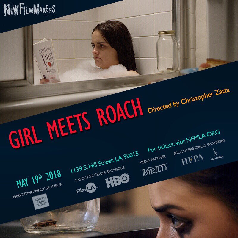 kingfishfilms's tweet photo. LA folks! If you haven’t yet seen #GirlMeetsRoach, now’s your chance. This Saturday night at #NewFilmmakersLA! Tickets here: https://t.co/3T5nZKApRR 🎬✨ #NFMLA https://t.co/bk9kXntcJa