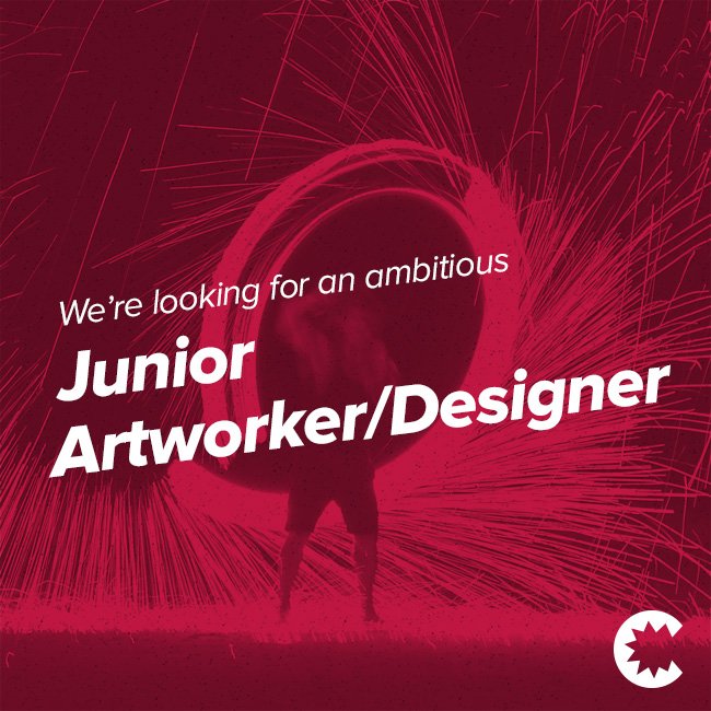 clevercherry's tweet photo. Are you looking for the next step in your career in creative design? We have an opportunity for a junior artworker/designer to join Clevercherry and support our growing creative department. Visit https://t.co/2lweG6XVyU to find out more and apply! https://t.co/vyk6n3ndcU
