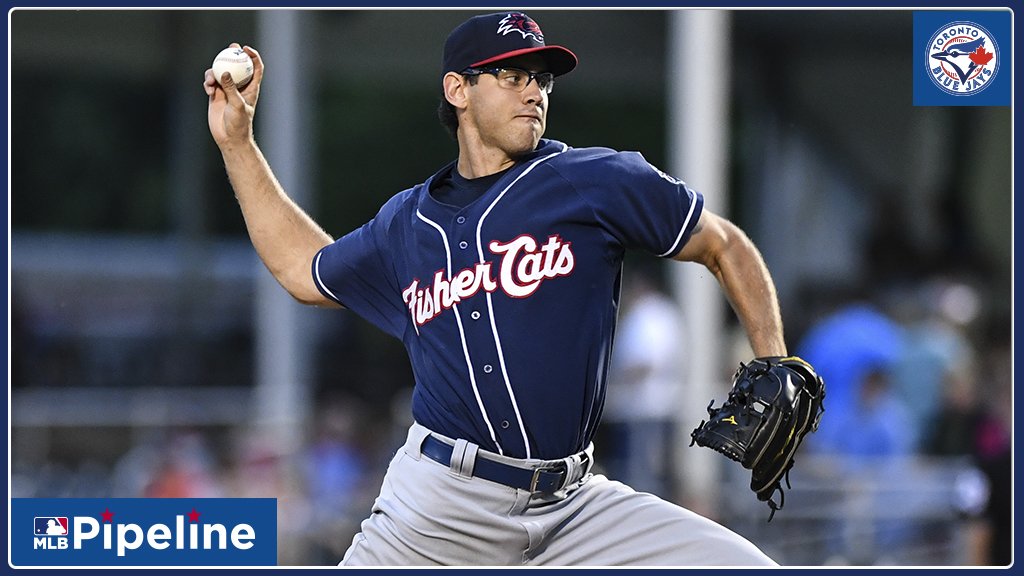 MLBPipeline's tweet photo. #BlueJays No. 27 prospect Jordan Romano went 6 hitless frames (0 R, 2 BB, 5 K) for the @FisherCats, dropping his ERA to 1.94. Oh, and the @FisherCats are through 7: https://t.co/obdMAoPYdT https://t.co/tE9InXQPRp