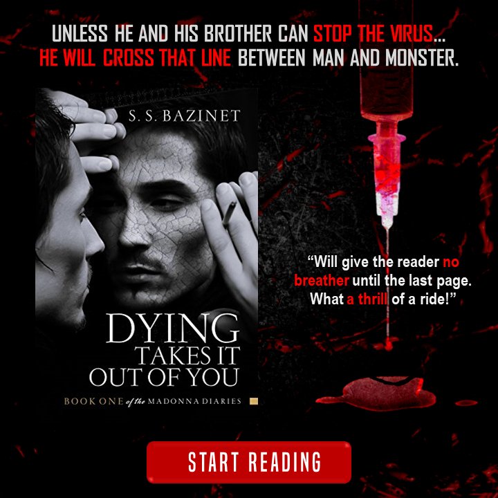 SSBazinet's tweet image. amazon.com/dp/B014242V4C 
〰️▪️DYING TAKES IT OUT OF YOU▪️〰️
Dory didn’t think he was strong enough to go on. Now, it's him or the virus! He vows to hold on to his identity, even if he dies trying!
#Free in #KindleUnlimited #IARTG #Dystopian #Selfworth