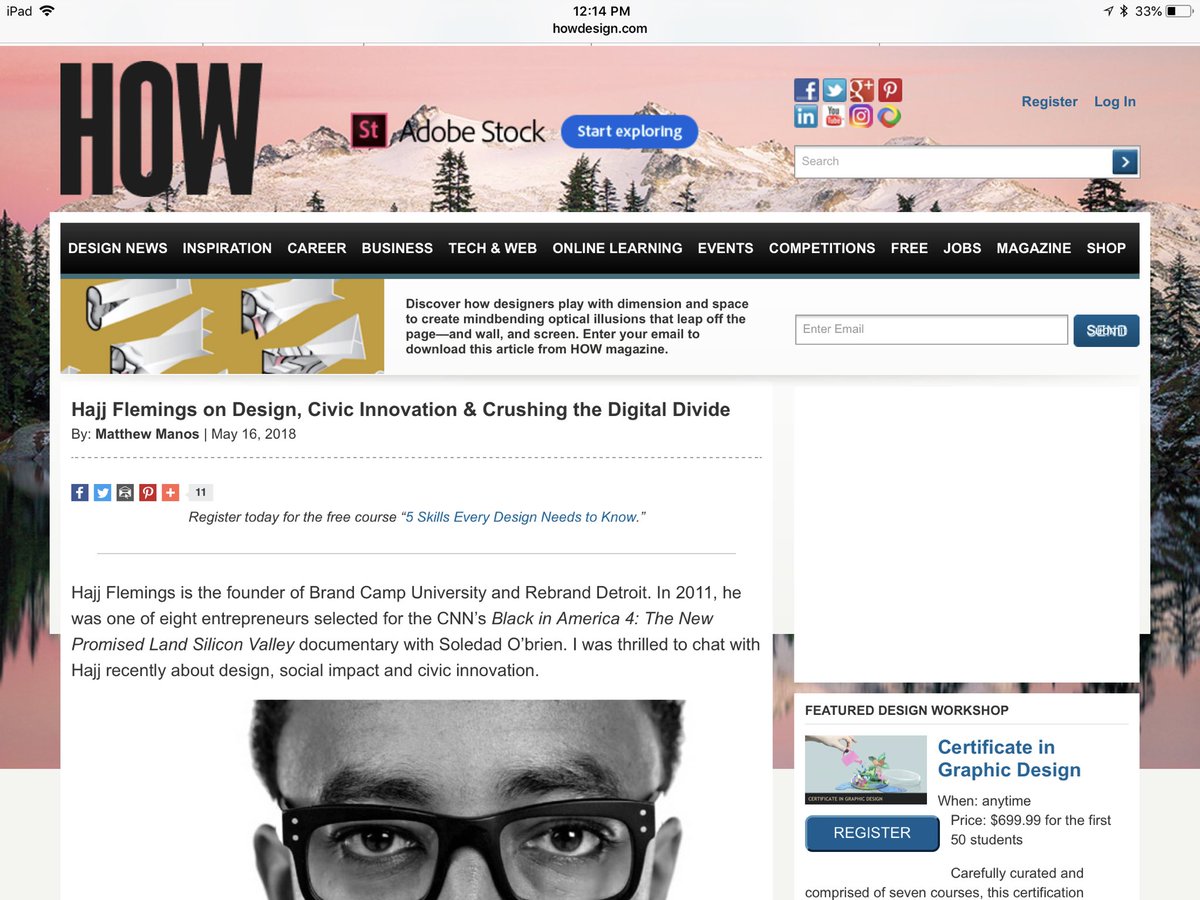 .<a href="/HowBrand/">HOW Design</a>:  Just did an awesome piece... ‘<a href="/HajjFlemings/">Hajj Flemings | HajjFlemings.eth</a> on Design, Civic Innovation &amp; Crushing the Digital Divide’ - The Journey of <a href="/RebrandCities/">Rebrand Cities</a>.  Thanks <a href="/verynicetweets/">Matthew Manos 🎲</a>. howdesign.com/design-creativ… #rebranddetroit