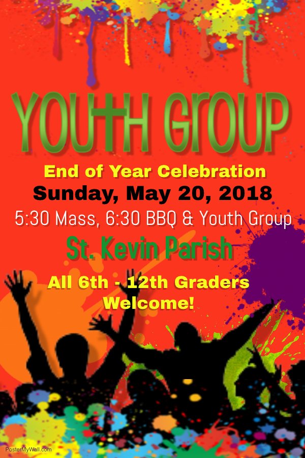Join us this Sunday! Please help us by bringing water bottles, snacks, desserts, paper products (plates, napkins). We will kick things off with Mass at 5:30. See you then!! Contact Mr. Brac with questions: jbraconnier@stkevin.com