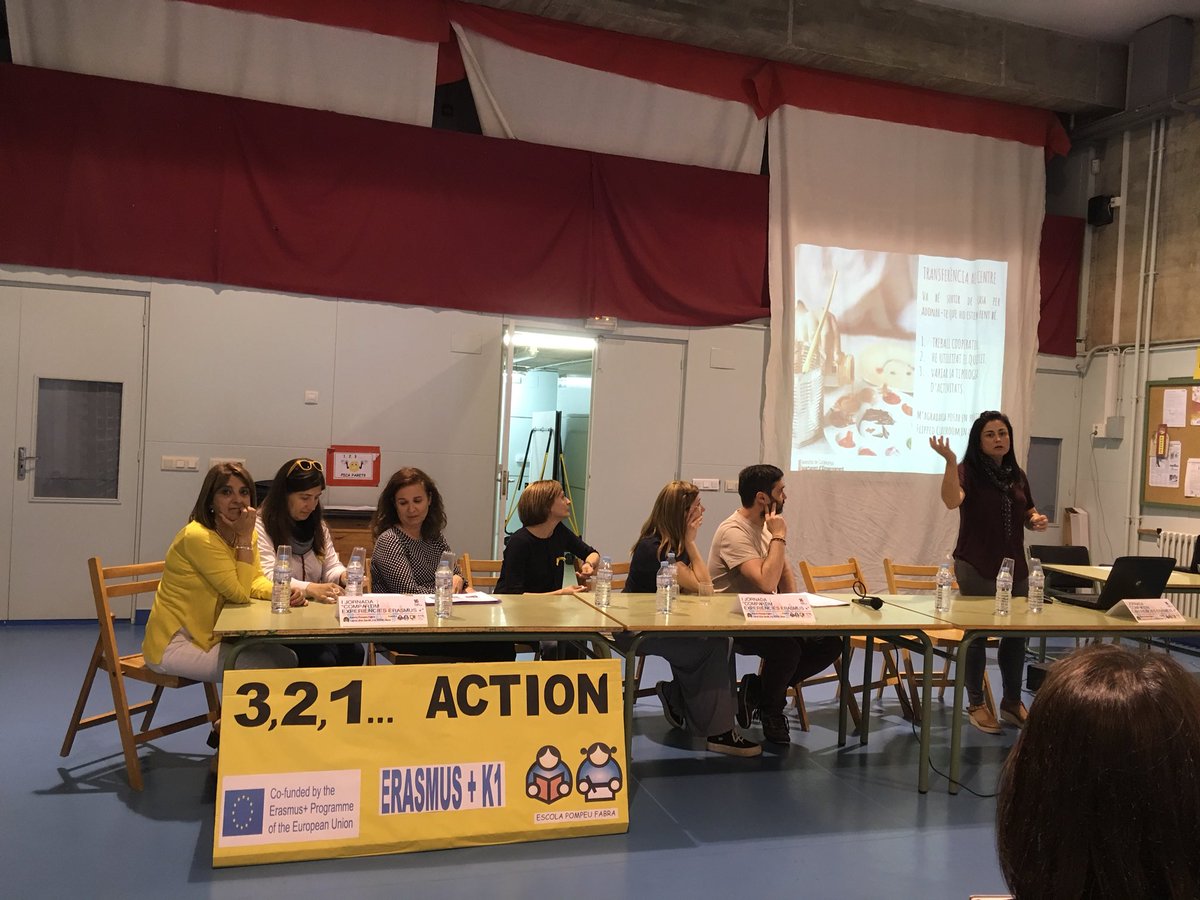 Esc_Pomp_Fabra's tweet photo. I Jornada Compartim experiències Erasmus, ampliem horitzons. Escola Pompeu Fabra i escola Dr Alberich i Casas #compartimerasmu s @mcatimo @EUErasmusPlus @Escola_Alberich https://t.co/CXakNGesBk