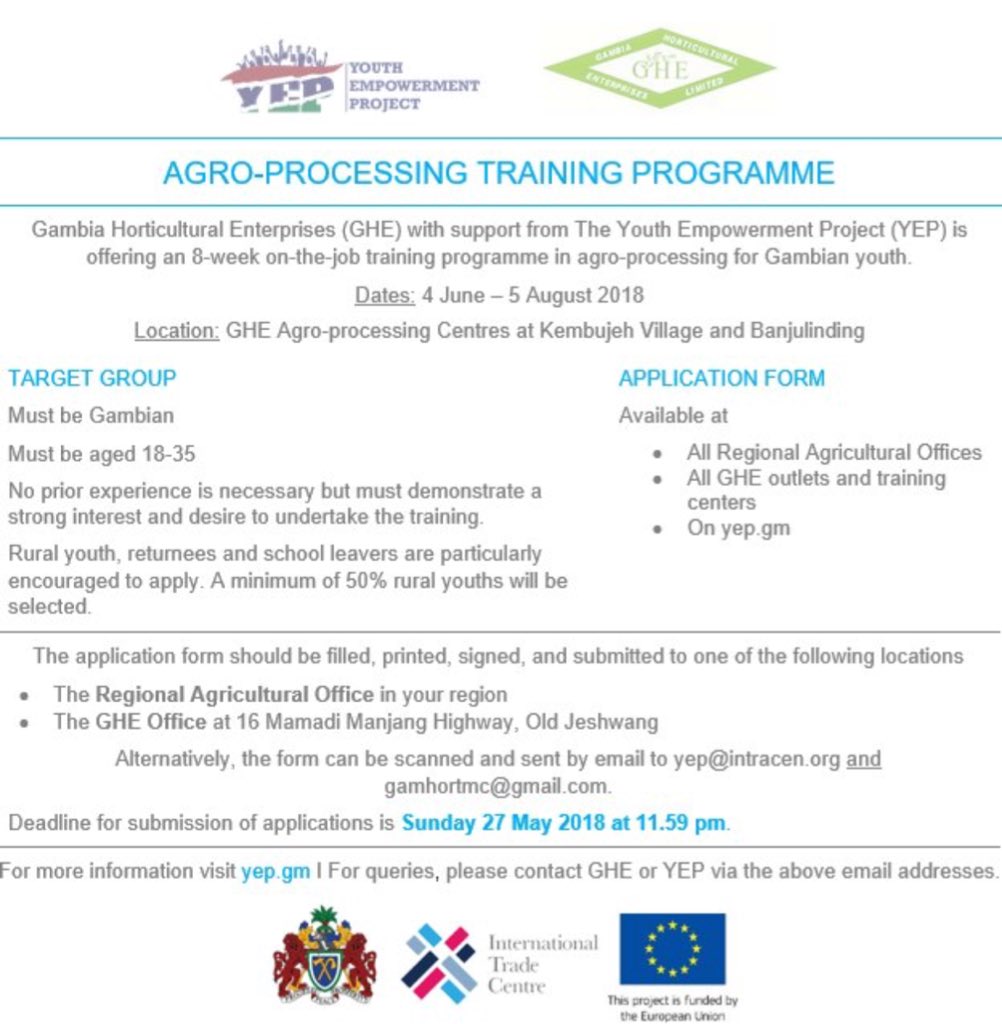 Applications are now open! Great opportunities for youth interested in Agro-Processing, Pest Control and  Agro-Product Marketing #GHE  #YEP