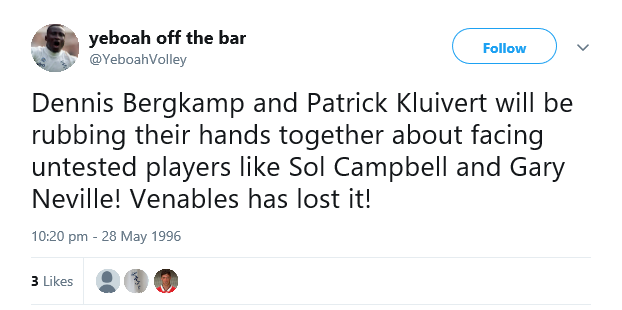 JonnyGabriel's tweet photo. Imagining what Twitter would have been like when the England squad was announced for Euro '96. https://t.co/RFEp4skevr