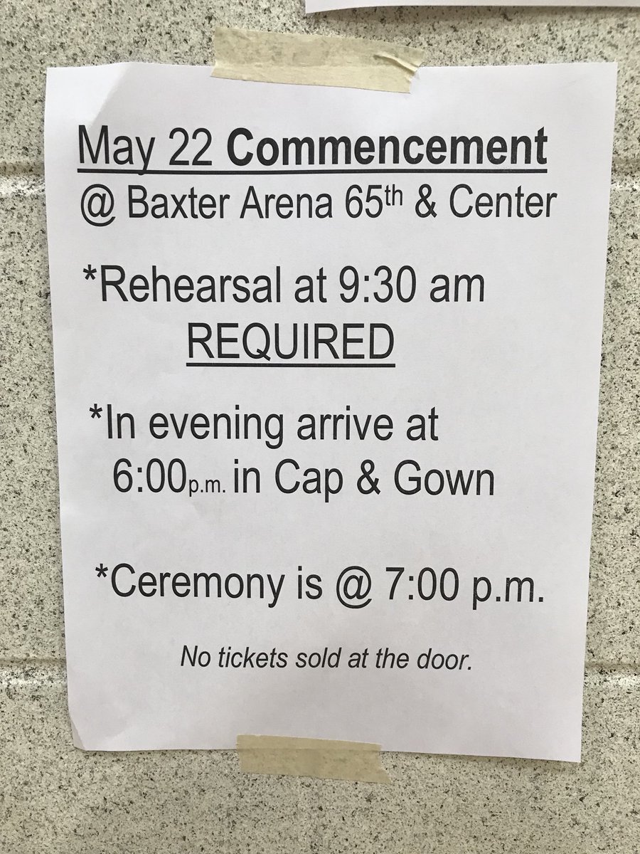 lawofthefarm's tweet photo. Hey @OmahaPubSchool @OPS_Burke #SENIORS!  Didn’t take a photo of the #Commencement2018 schedule @BaxterArena yesterday?  I’ve got your back!  #burkegradreminders18 https://t.co/V8N0WiWnJ4