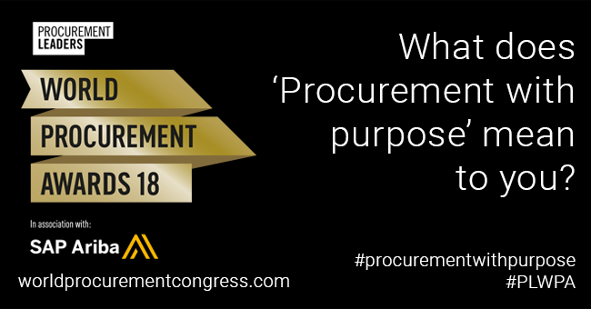 With just 1 day to go until the WPA 2018, PL &amp; <a href="/SAPAriba/">SAP Ariba</a> are looking for your stories of  procurement making a positive difference to the wider world. Tweet your stories including #procurementwithpurpose #SAPAriba and #PLWPA - <a href="/SAPAriba/">SAP Ariba</a> will donate £5 per story to <a href="/MindCharity/">Mind</a>!
