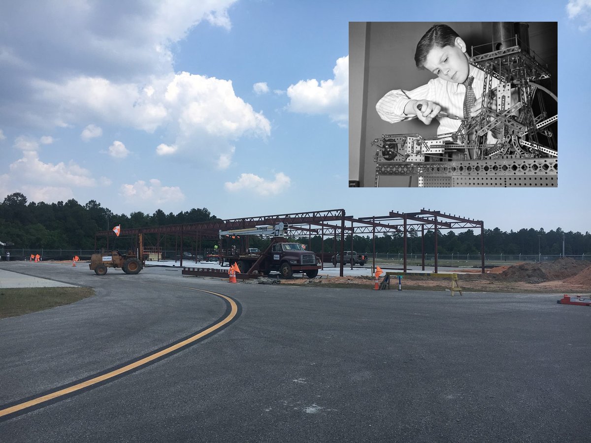 FlyGPT's tweet photo. It's like a gigantic erector set! T-Hangar construction progress remains on schedule for a Fall opening. Leasing now, contact Don Shepley at 228)-863-5951. #aviation #hangarspace #flygpt https://t.co/t6160a22Tp