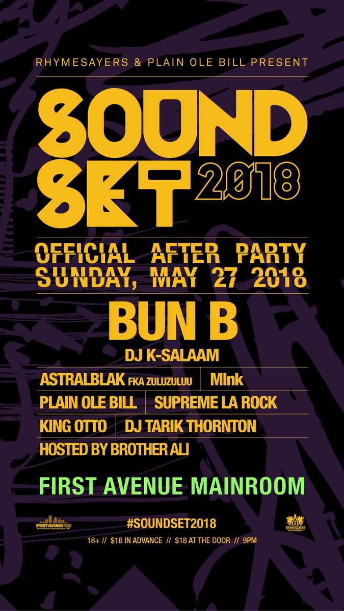 SUN. MAY 27TH @FirstAvenue For the @soundset afterparty!
