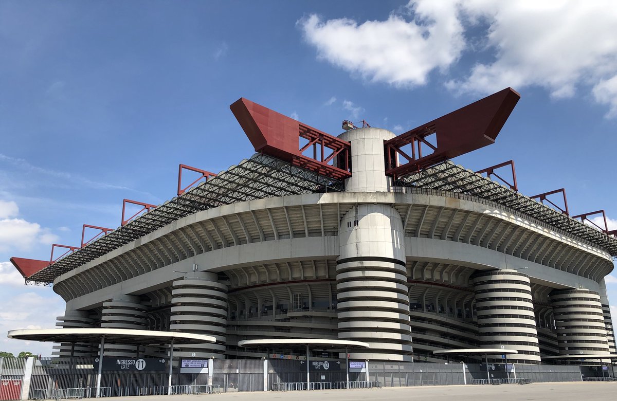 The iconic #StadioGiuseppeMeazza #SanSiro stadium in #Milan under a blue sky - home of #ACMilan and #InterMilan. Even after all these years, it still stands out as a stunning & leading #football stadium in the world! And this is from a #Juventus fan! #Milano