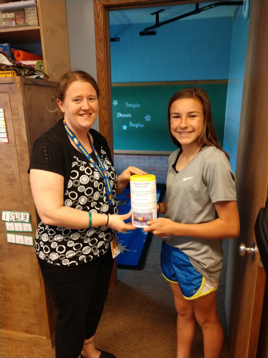 BES273's tweet photo. Peyton's "Change the World" project - She hopes by educating the youth and making it more visible, she can change the way our community views autism. 
All the money went to the autism room at BES.  The money  will go towards a hammock and other sensory integration tools. https://t.co/8kORA0JpjR