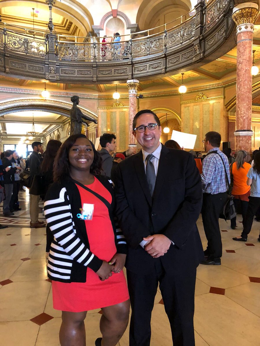 Sam4Rep's tweet photo. I’m proud to be spending the day with Charlise for the Illinois Youth in Care and Alumni Legislative Shadow Day. #ILShadowDay #FosterStrong #Twill https://t.co/1cw7Jzrfyf