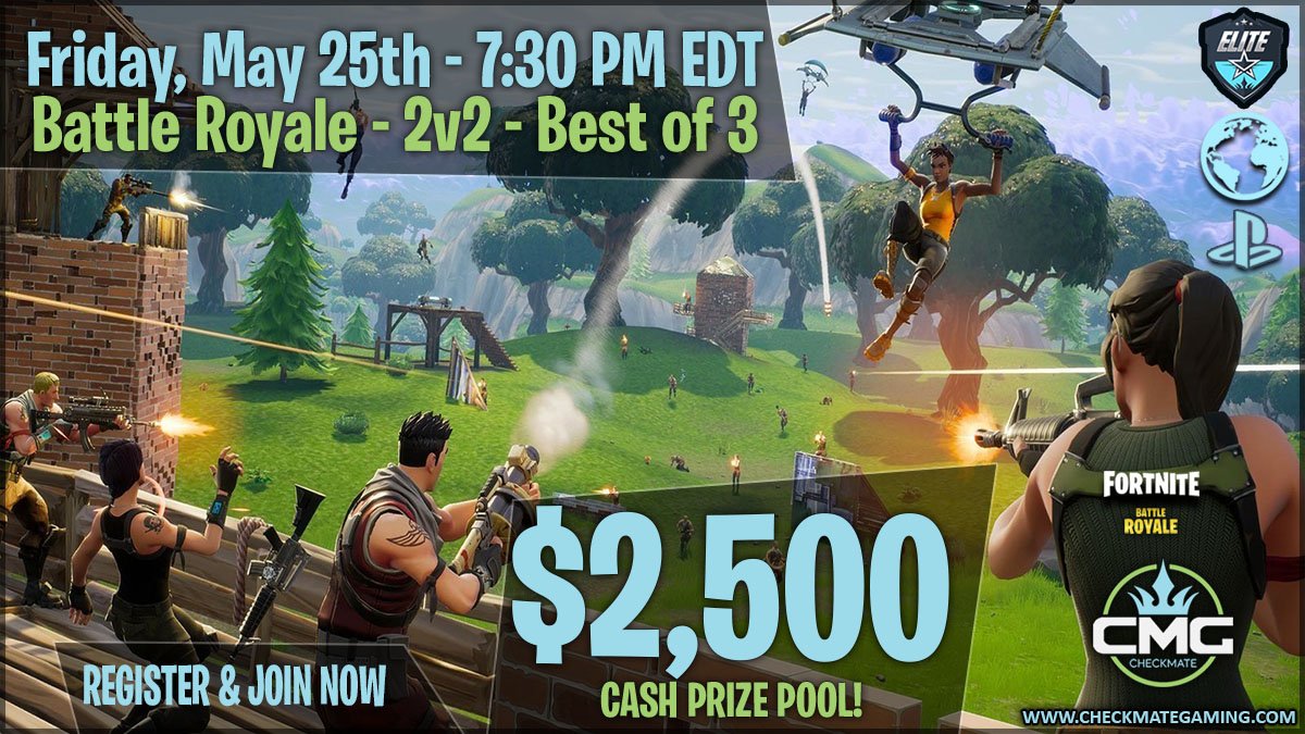 CMG_Esports's tweet photo. 🔥Friday May 25th @ 7:30 PM EDT 🔥

🏆$2,500 PS4 ELITE Tournament | 2 vs 2 | #FORTNITE🏆

Register Now ➡️➡️➡️https://t.co/phd0cl9inh

#FortniteBR #PS4fortnite #Gaming #CMG https://t.co/NJtiqfsw9X