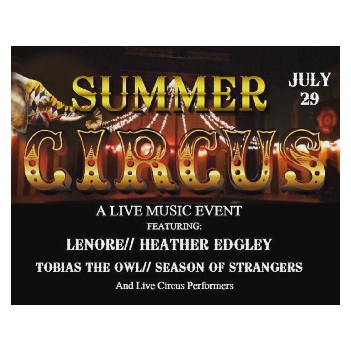 Yo Seattle, we’ll be back in July for this wonderfully weird event at the <a href="/tractortavern/">Tractor Tavern</a>. Music by us, @HeatherEdgley1, <a href="/tobiastheowl/">Tobias the Owl</a> &amp; <a href="/seasonofstrange/">season of strangers</a> + live circus performances! Aerialists &amp; shit, say whaaaa? Get tix now because this will sell out. 

ticketweb.com/event/summer-c…