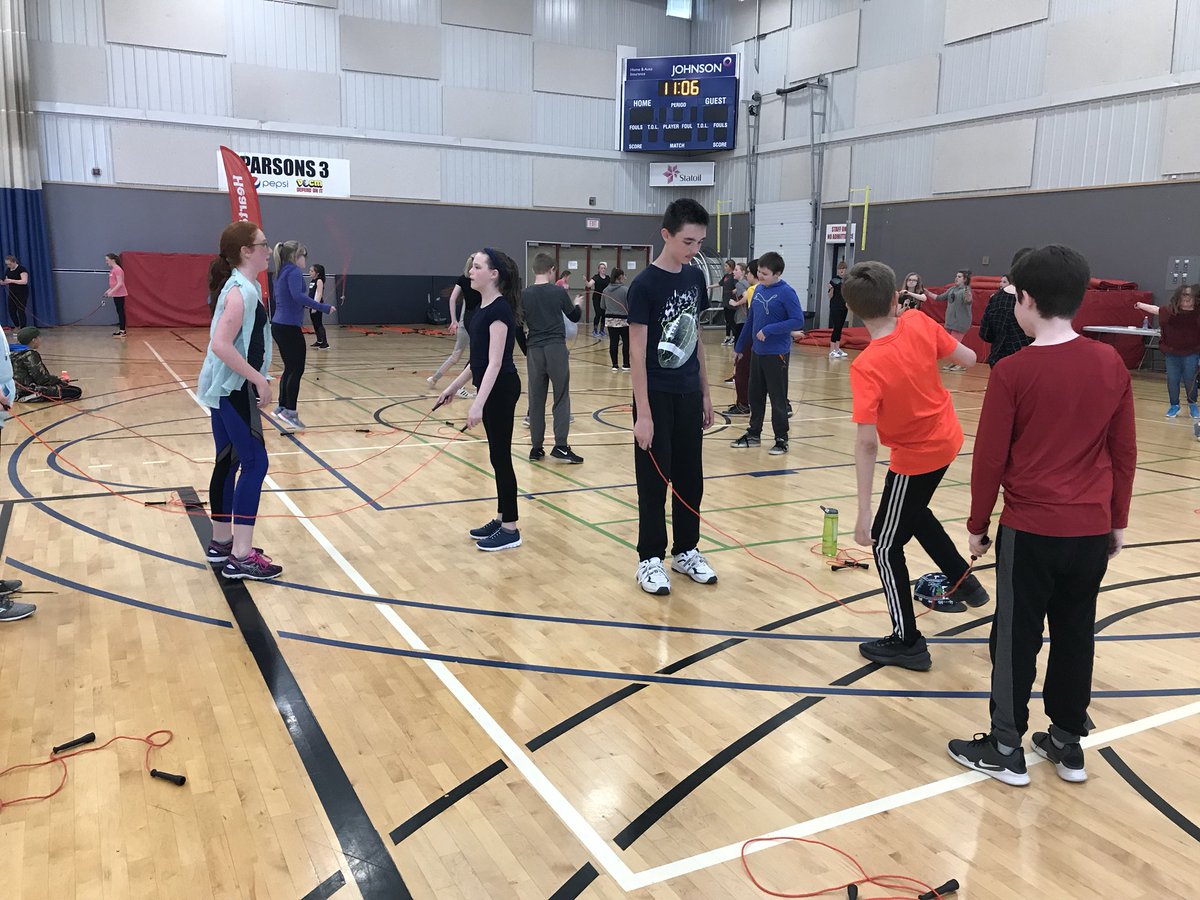 mmelegrow's tweet photo. Having fun at jumpfest! 😁 The grade 6s at @stkevjr raised over $2000 for the Heart and Stroke Foundation. Way to go mustangs!! @NLESDCA https://t.co/TEZbDj5RTJ