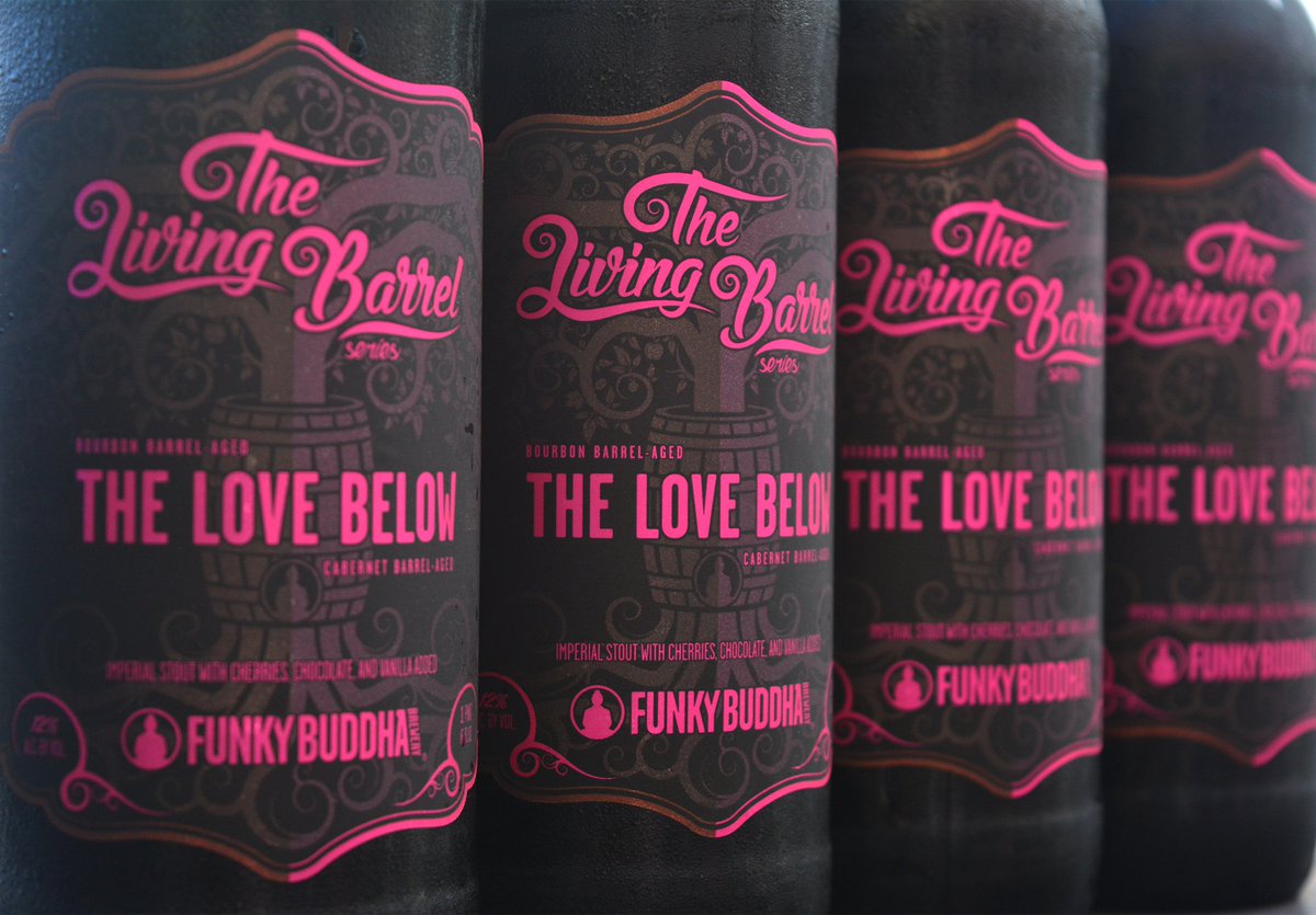 FrankeysBar's tweet photo. Make sure to try our Beer of the Month, @funkybuddhabrew's The Love Below. It is an Imperial Russian Stout thatโs been aged in Cabernet barrels and bold Bourbon barrels for months, then blended with real cherries and 100% chocolate. #FrankeysBar https://t.co/05q85XpORT