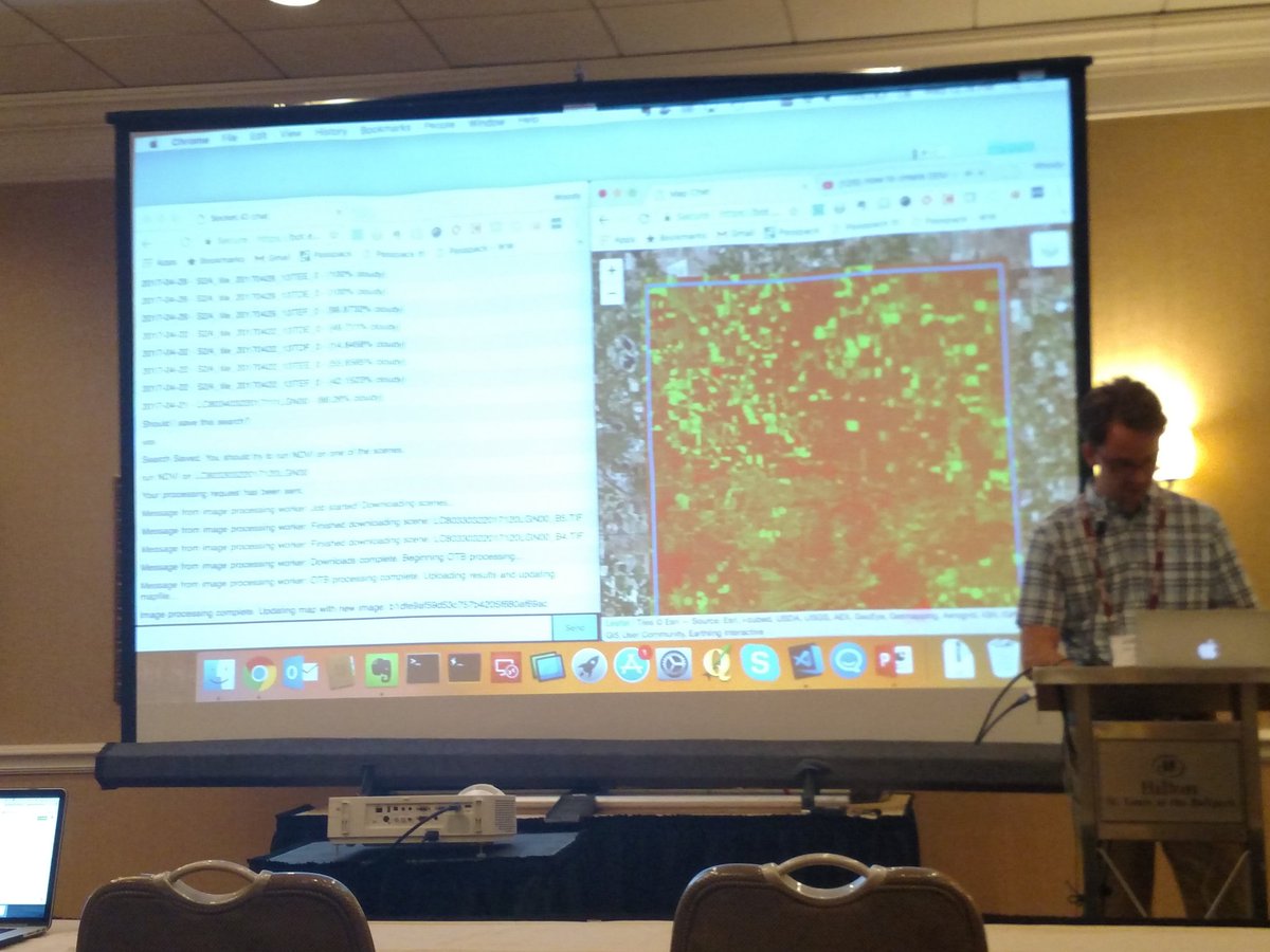 ajwrtly's tweet photo. @WeAreEarthling Running real time NDVI via Chatbot w/ Mike Hiley #foss4gna https://t.co/CNCGCxrBwC