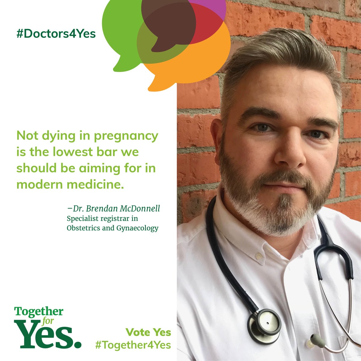 Together4yes's tweet photo. "Not dying in pregnancy is the lowest bar we should be aiming for in modern medicine" - Dr. Brendan McDonnell #Doctors4Yes #together4yes https://t.co/qCbkcy7dS7