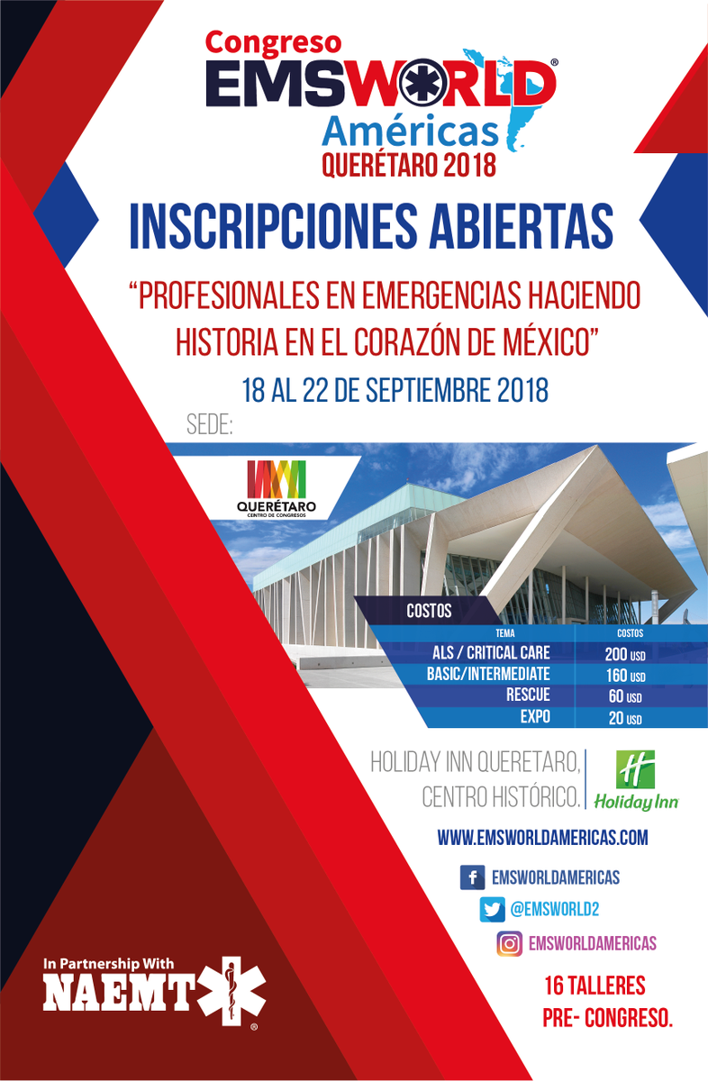 EMSWorld2's tweet photo. EMSWorld Américas Querétaro 2018.
No pierdas la oportunidad de asistir al mayor evento en Medicina de Emergencias.
¡Inscripciones Abiertas!
https://t.co/GDaokI394f
#EMSWorldAmericas #EMSQueretaro2018 #MedicinaDeEmergencias https://t.co/7MgY1253ek