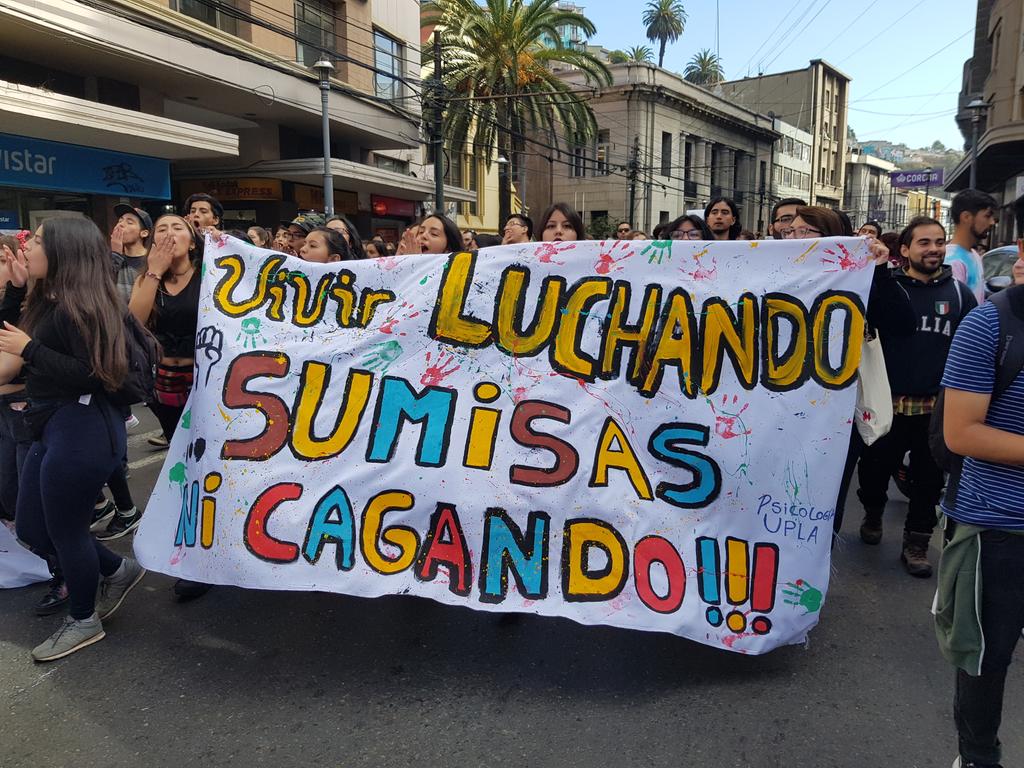 GabrielBoric's tweet photo. Hoy junto con las compañeras diputadas del Frente Amplio estuvimos en la marcha convocada por la CONFECh por una educación no sexista. Que importante lección nos están dando las mujeres que luchan contra el machismo en todas sus formas https://t.co/vrrZCmUUGN