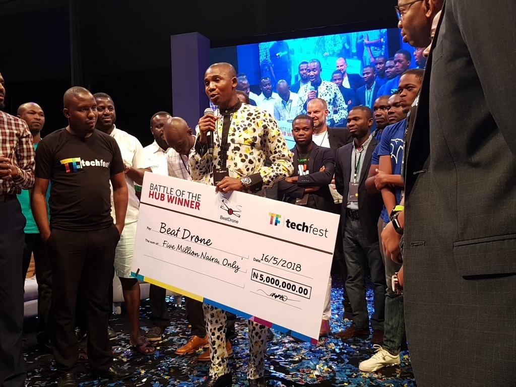 InterswitchGRP's tweet photo. #TechFest2018 officially comes to a close with @beat_drone and @p_incubator emerging as joint winners of Battle Of the Hub 🎊

What a great week for technology; expanding it's frontiers and possibilities.

Photos by @Techpointdotng
#techfest #SparkYourCuriosity #SwitchOnCuriosity https://t.co/tXfxPDwvfa