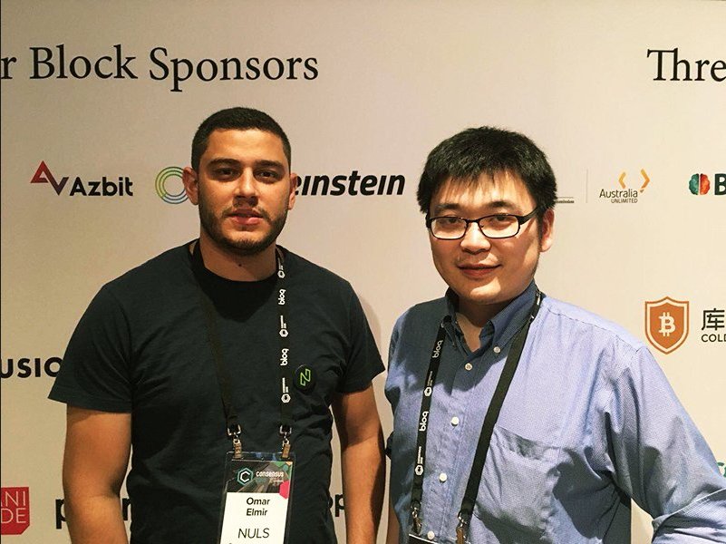 Nuls's tweet photo. Such an amazing time at #Consensus2018! Yang Lin (#NULS Core Coder) met and discussed technical details with @nebula_ai and will be collaborating in the future for both cross-chain and ledger development. #BlockchainWeekNYC https://t.co/oojMPCndi9