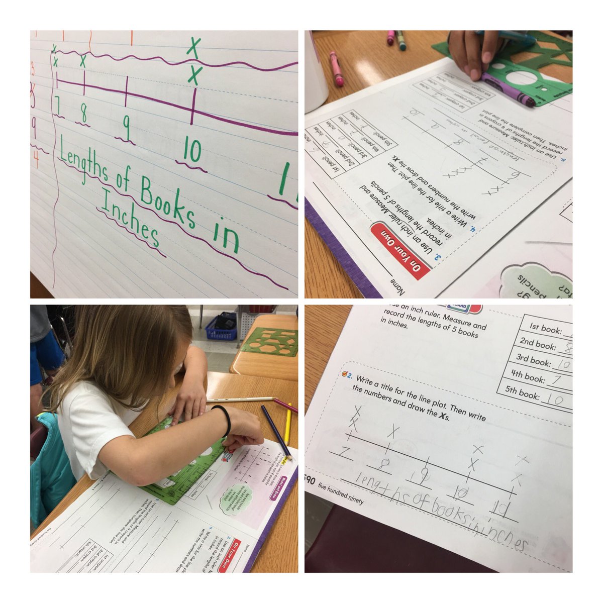 KymHarjes's tweet photo. Measuring and organizing our data on a line plot @GoMathAcademy #customaryunits #measurement 📏 https://t.co/rhFcMUJzIR