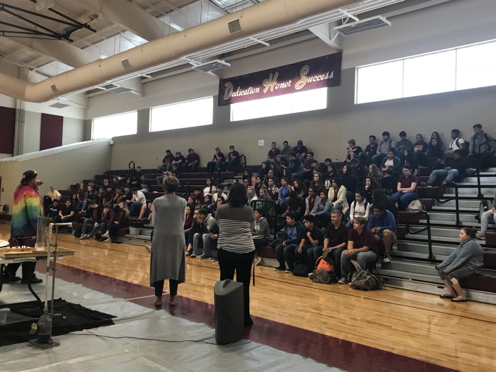 The Texas A&amp;M Chemistry Road Show came to DHS today! It was a very interesting presentation and popular with the students! Thank you Mrs. Fitch for making this possible! ⚗️💥