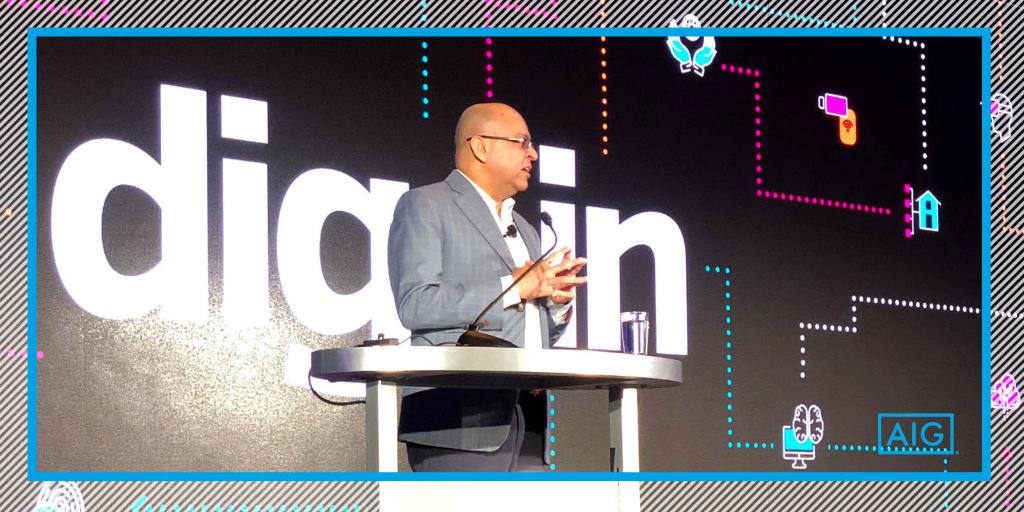 AIGinsurance's tweet photo. Big data & advancements in technology are disrupting many industries, insurance included. At this week’s #digin2018 Conference, AIG’s @Gaurav_D_Garg discussed how insurers are reworking traditional products to meet customer demands in the new digital era. https://t.co/TFsAjCcBWk https://t.co/3VjF3fE9tQ